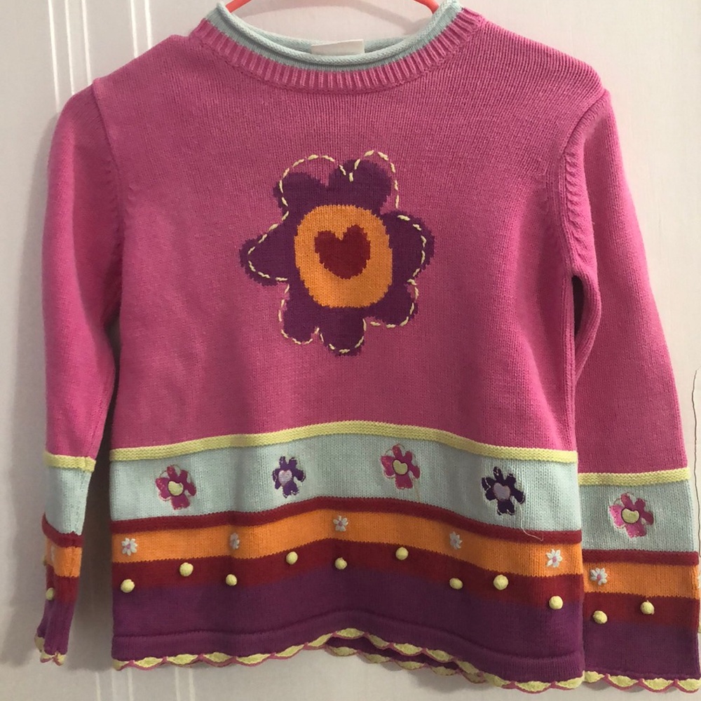 Hanna Anderson girls flower winter sweater